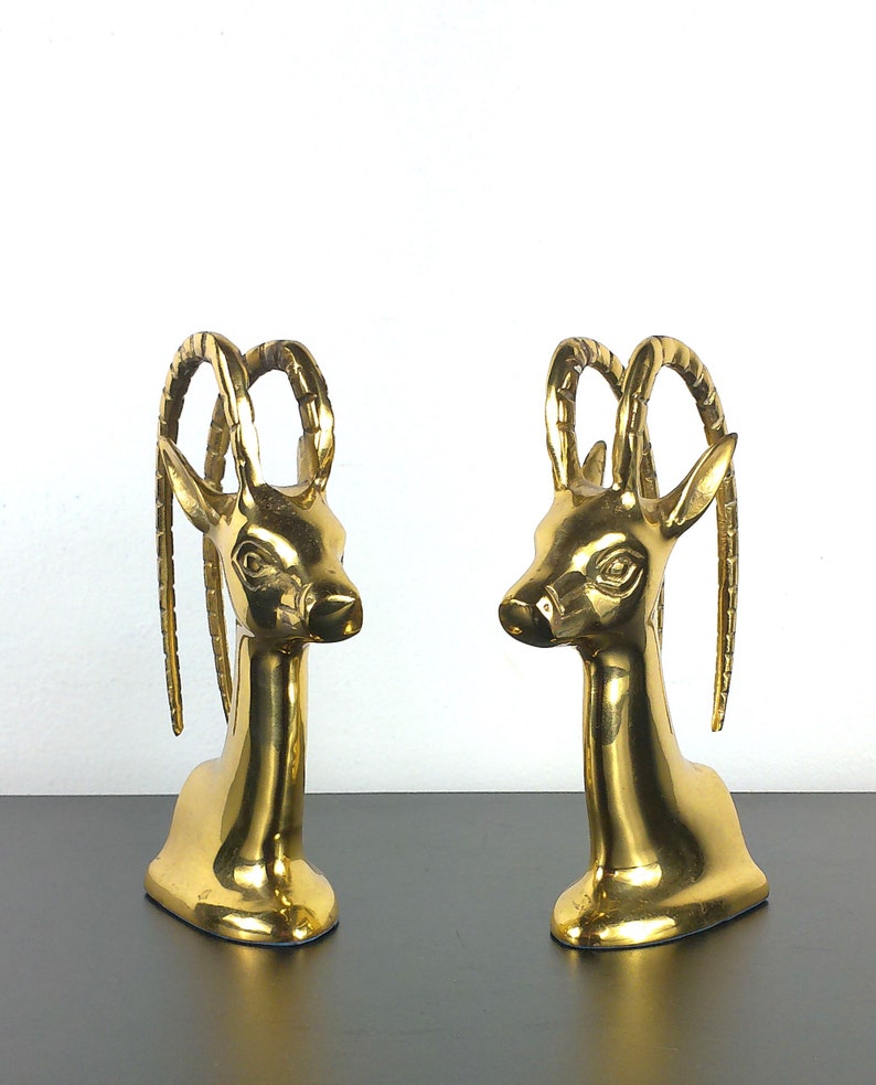 Brass Animal Bookends Midcentury Decor Gilt Gold Etsy