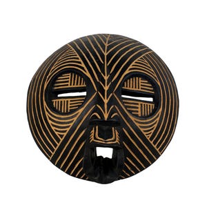 African Vintage Congolese Baluba Tribe Decorative Wall Mask, Bohemian Home Decor, Tribal Accents, Unique Black Wall Art, Wooden Face Mask