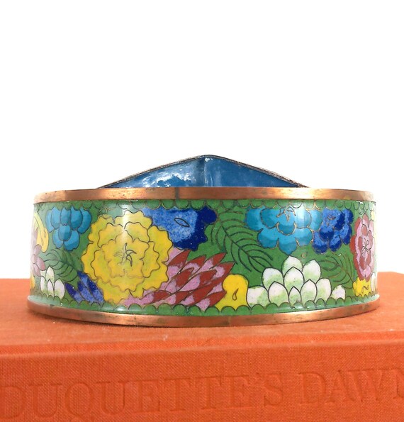 Chinoiserie Export Cloisonne Trinket Box, Floral … - image 4