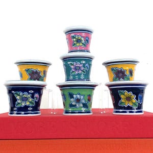 Vintage Ceramic Planters - Set of 7, Chinoiserie, Grand Millennial Decor, 2"