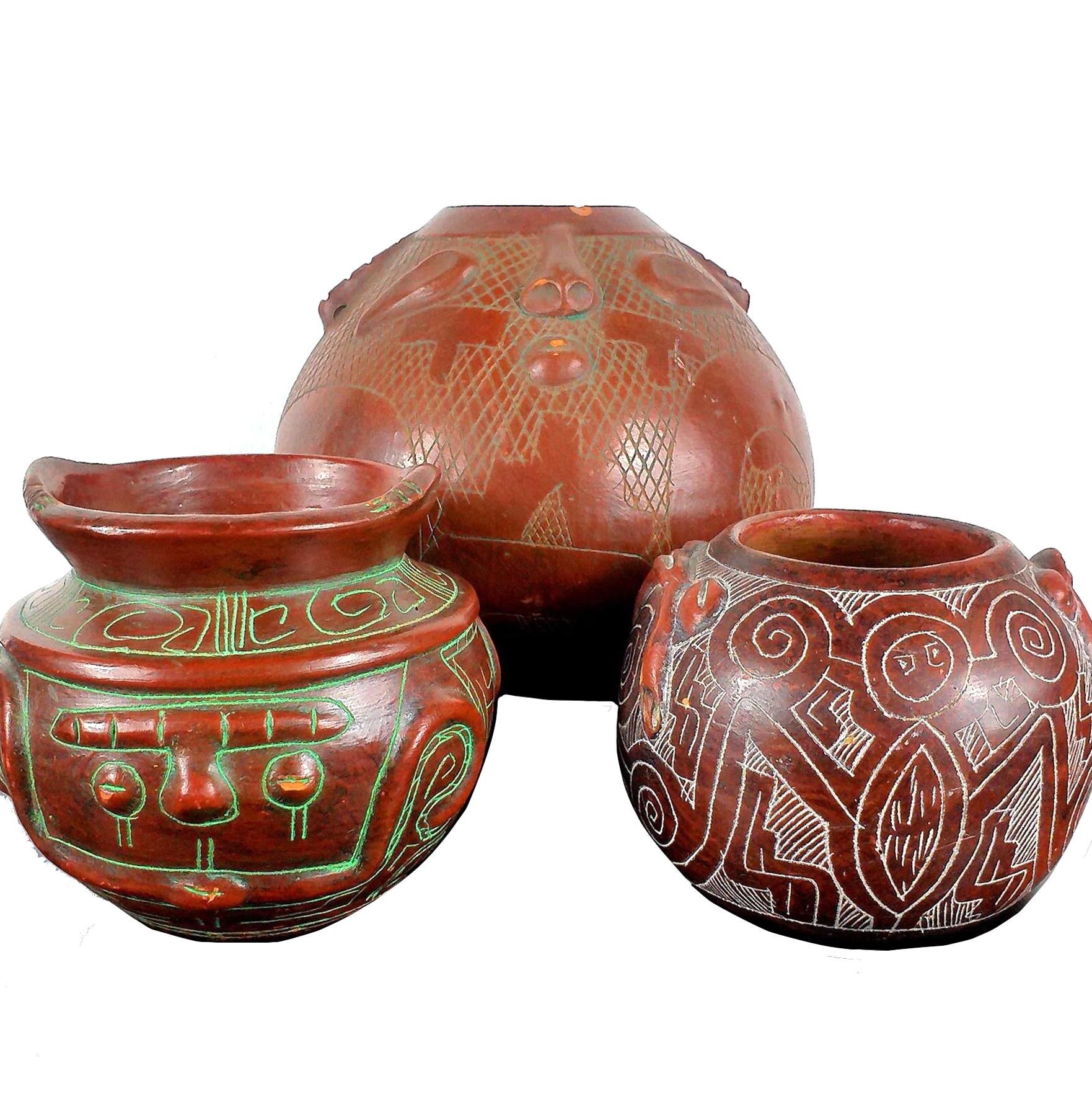 Brazilian Ceramic Marajoara Vase, Clay Pots, Earthenware, Bohemian