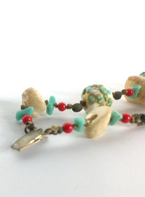 Miriam Haskell Antique Unsigned Two Strand Coral … - image 8