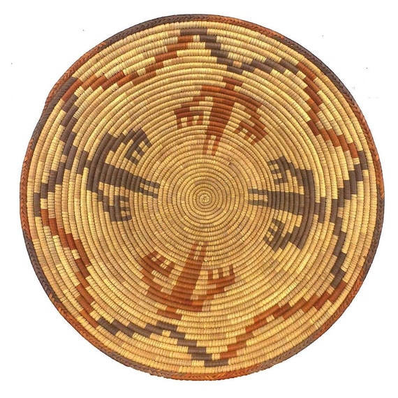 Antique Navajo Polychrome Coil Basket, Indigenous Art, Native