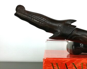 バッタ　古銅　可動　可愛い　アンティーク Japanese Vintage Hand Carved Wooden Hachiwara Helmet