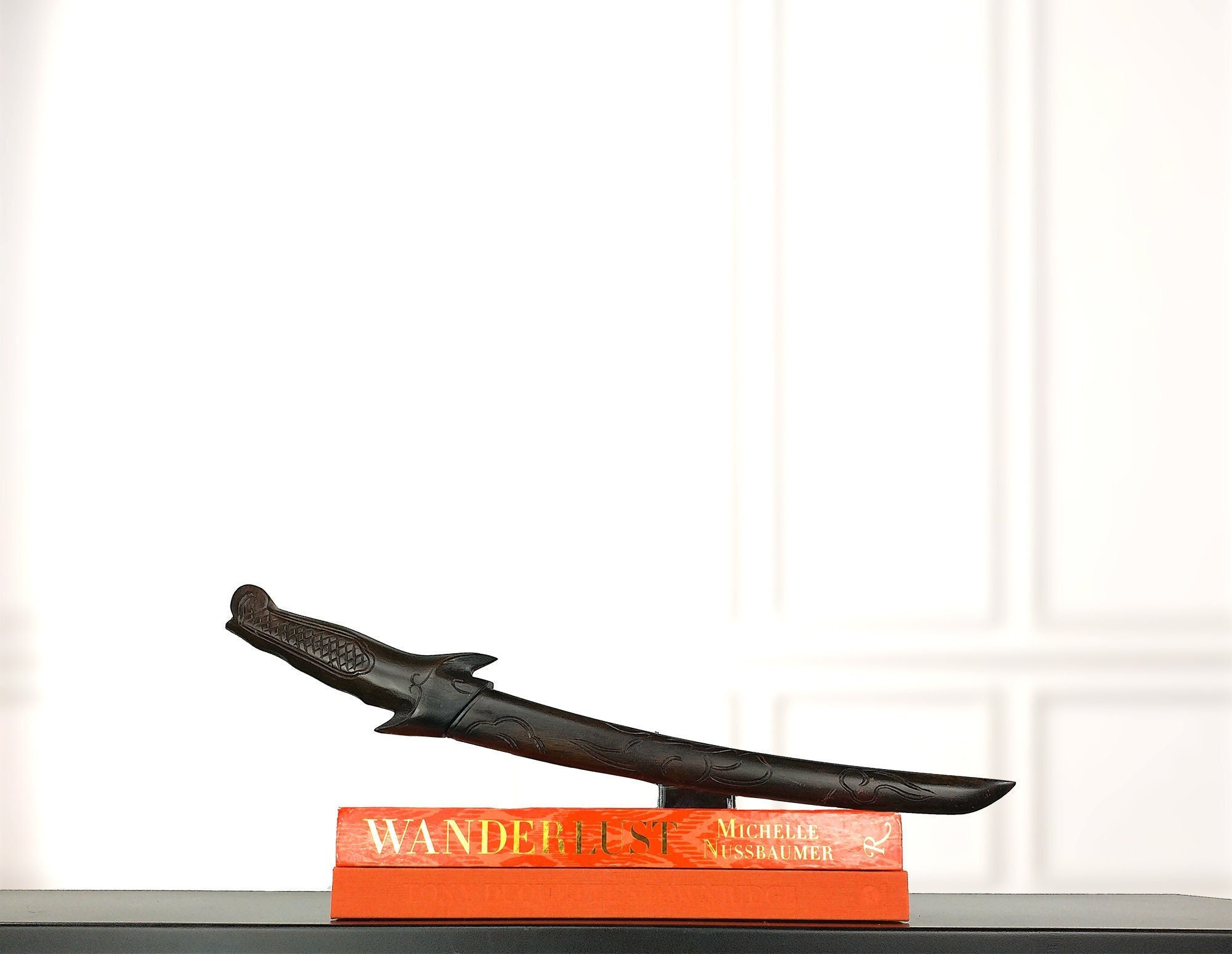 Japanese Vintage Hand Carved Wooden Hachiwara Helmet Splitter