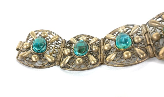 Antique Silver Egyptian Revival Turquoise Scarab … - image 6