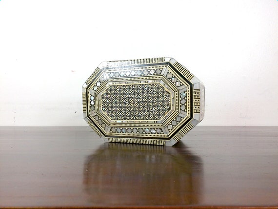 Turkish Jewelry Box, Mother of Pearl Inlay, Middl… - image 1