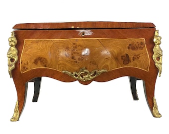 Antique French Ormolu Jewelry Box, Louis XV Style, Bombe Commode, Grand Millennial, 10 x 16