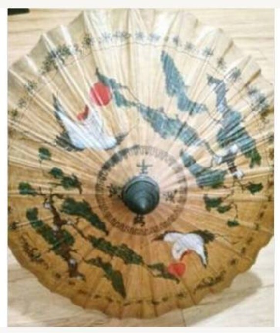 Japanese Crane Oil Paper Umbrella Wax Paper Umbrella Gem