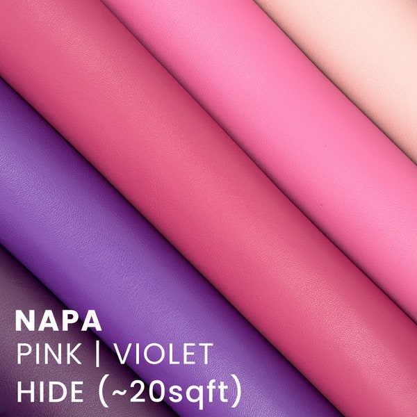 Napa Leather Hide (Pink | Velvet) Hide (~20 SqFt) | REAL Italy Nappa TOPGRAIN LEATHER
