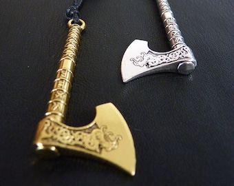 Dragon Engraved Viking Axe Necklace - Norse Pendant for Men - Traditional Scandinavian Jewellery - Black Friday Sale