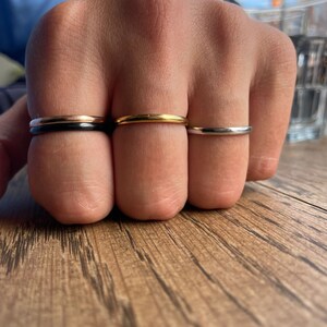 Stackable Minimalist Dainty Rings Mix and Match Gold, Silver, Black & Rose Gold Tarnish Resistant 2mm Band Black Friday Sale image 2