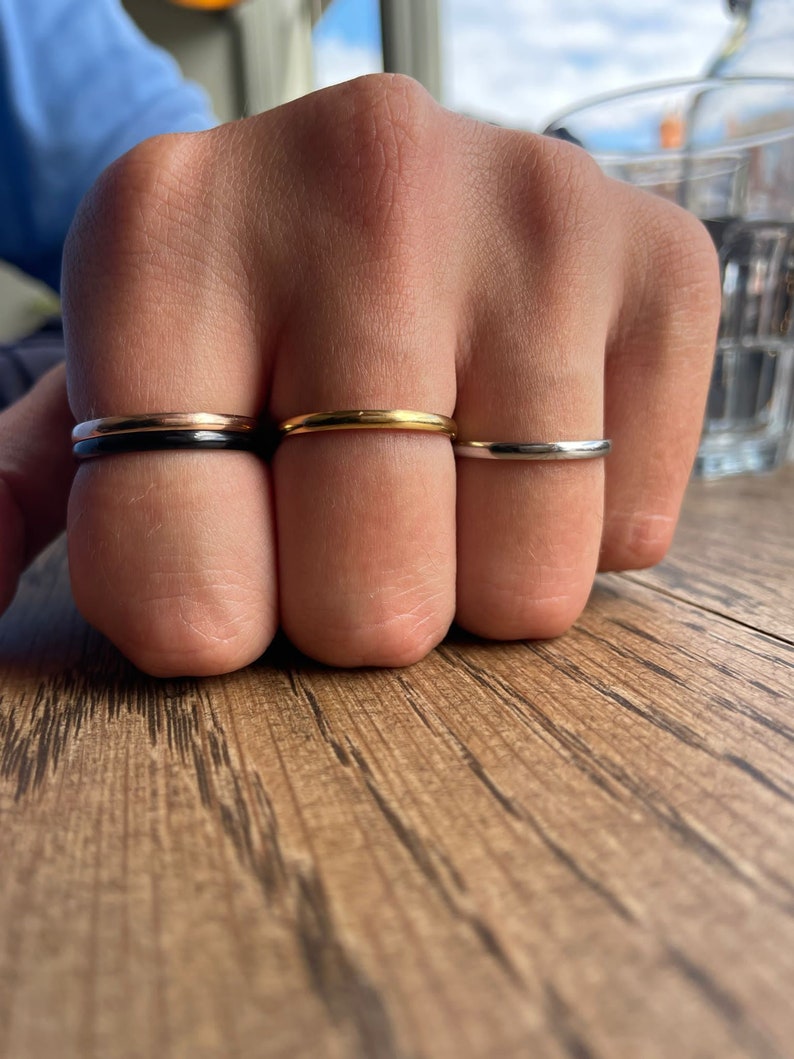 Stackable Minimalist Dainty Rings Mix and Match Gold, Silver, Black & Rose Gold Tarnish Resistant 2mm Band Black Friday Sale image 2