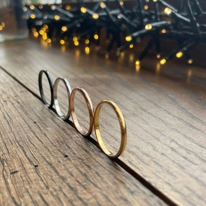 Stackable Minimalist Dainty Rings Mix and Match Gold, Silver, Black & Rose Gold Tarnish Resistant 2mm Band Black Friday Sale image 7