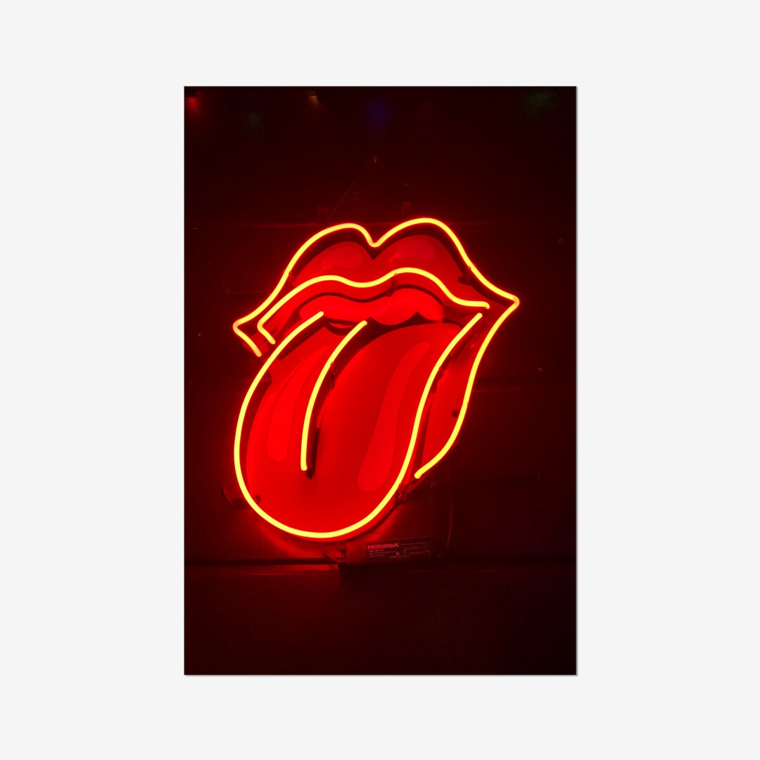 Rolling Stones Neon Sign 20x30 Digital Poster Digital Print Digital Art