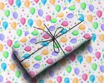 Birthday Balloons Gift Wrap Sheets | Eco Friendly Wrapping Paper | Recyclable Packaging