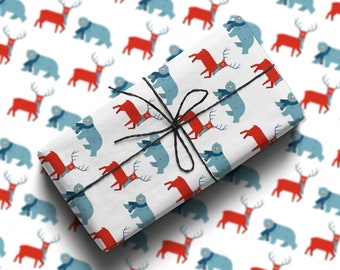 Animals is Scarfs Holiday Gift Wrap Sheets | Eco Friendly Wrapping Paper | Recyclable Packaging