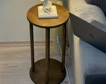 Oval side Table, Narrow Side Table with storage, solid wood Side Table for livingroom, Minimalist coffee Table, coffee Table