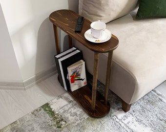 Narrow Side Table with storage, solid wood Side Table for livingroom, Slim End Table, Minimalist coffee Table, tall side Table, coffee Table