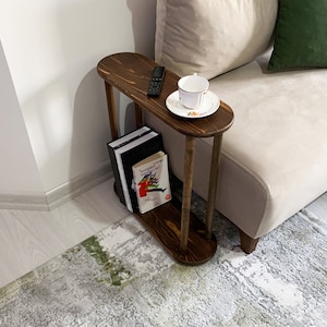 Narrow Solid Wood Side Table: Slim Living Room End Table