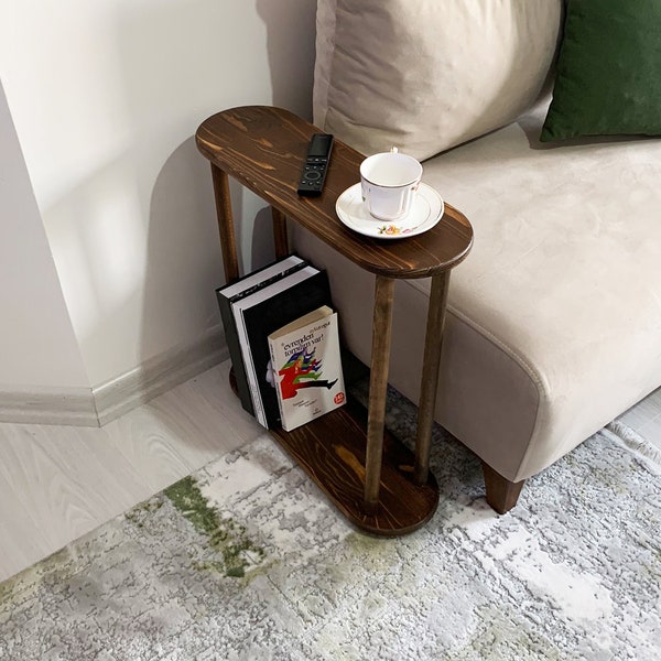Narrow Side Table with storage, solid wood Side Table for livingroom, Slim End Table, Minimalist coffee Table, tall side Table, coffee Table