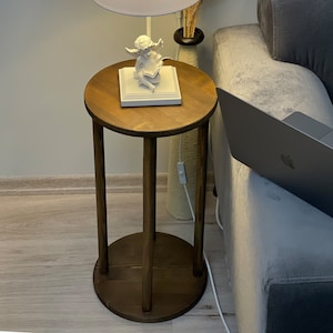 Oval side Table, Narrow Side Table with storage, solid wood Side Table for livingroom, Minimalist coffee Table, coffee Table