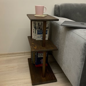 Narrow Side Table with storage, solid wood Side Table for livingroom, Slim End Table, bedroom side table, tall side Table, coffee Table image 9