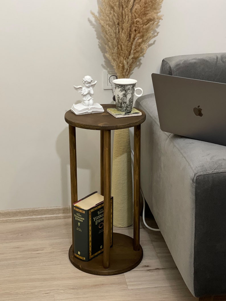 Oval Side Table Narrow Side Table With Storage Solid Wood Etsy