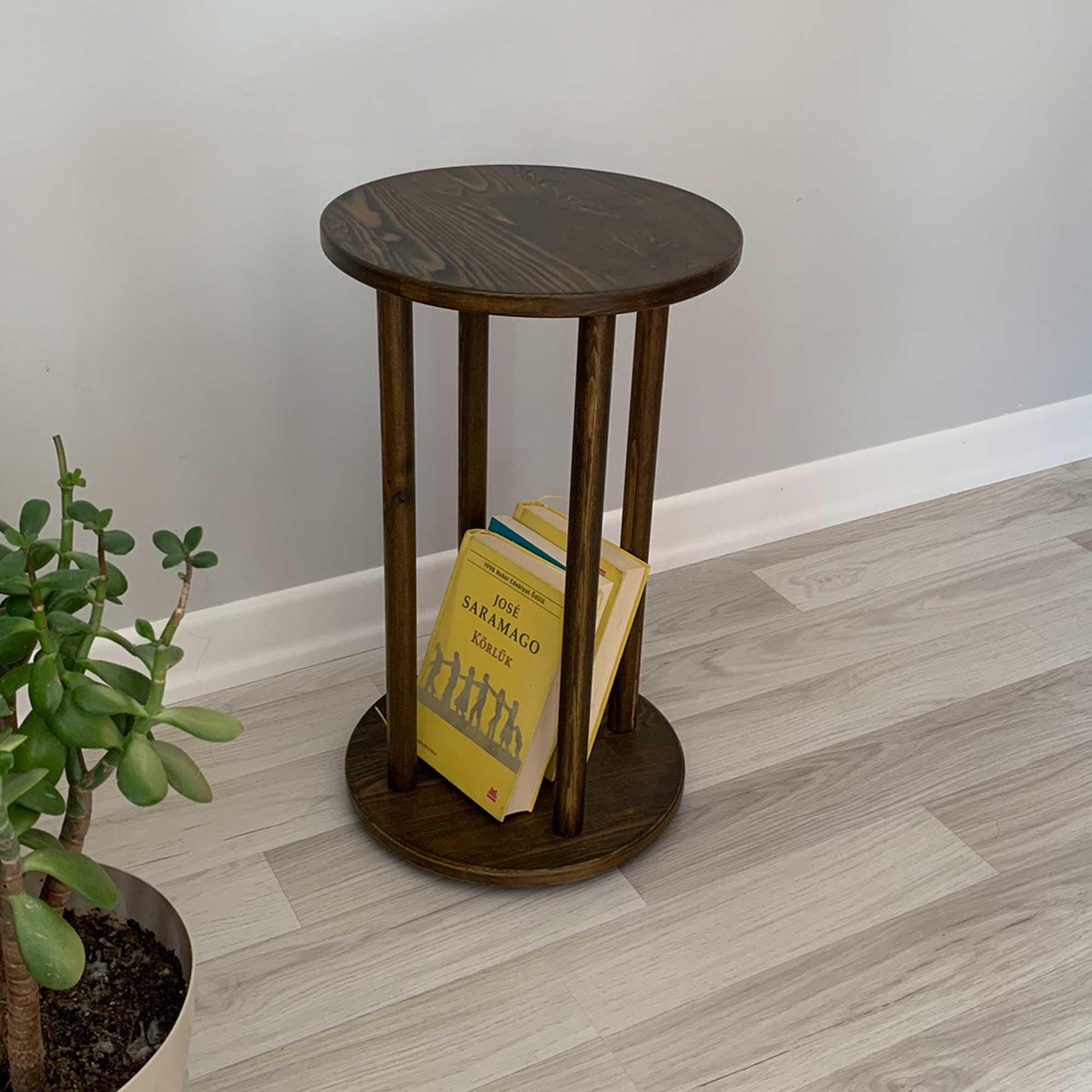 Handmade Solid Wood Round Side Table: Scandinavian Style