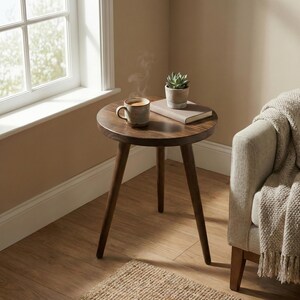 Round Wood Coffee Table, Nesting End Side Tables, Nested Coffe Tables for New Home