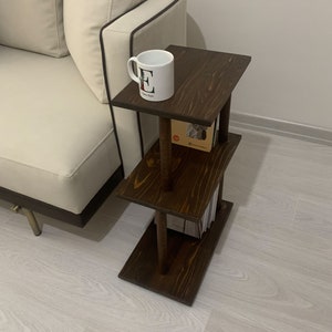 Narrow Side Table with storage, solid wood Side Table for livingroom, Slim End Table, bedroom side table, tall side Table, coffee Table image 10