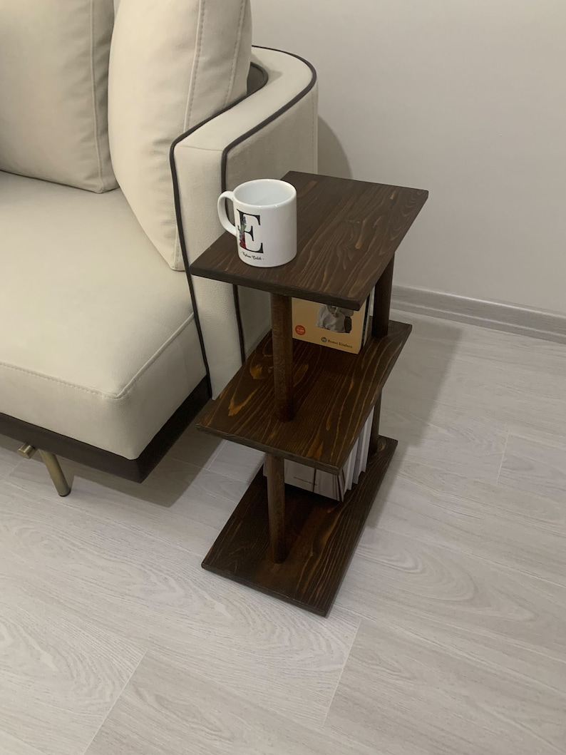 Narrow Side Table with storage, solid wood Side Table for livingroom, Slim End Table, bedroom side table, tall side Table, coffee Table image 10