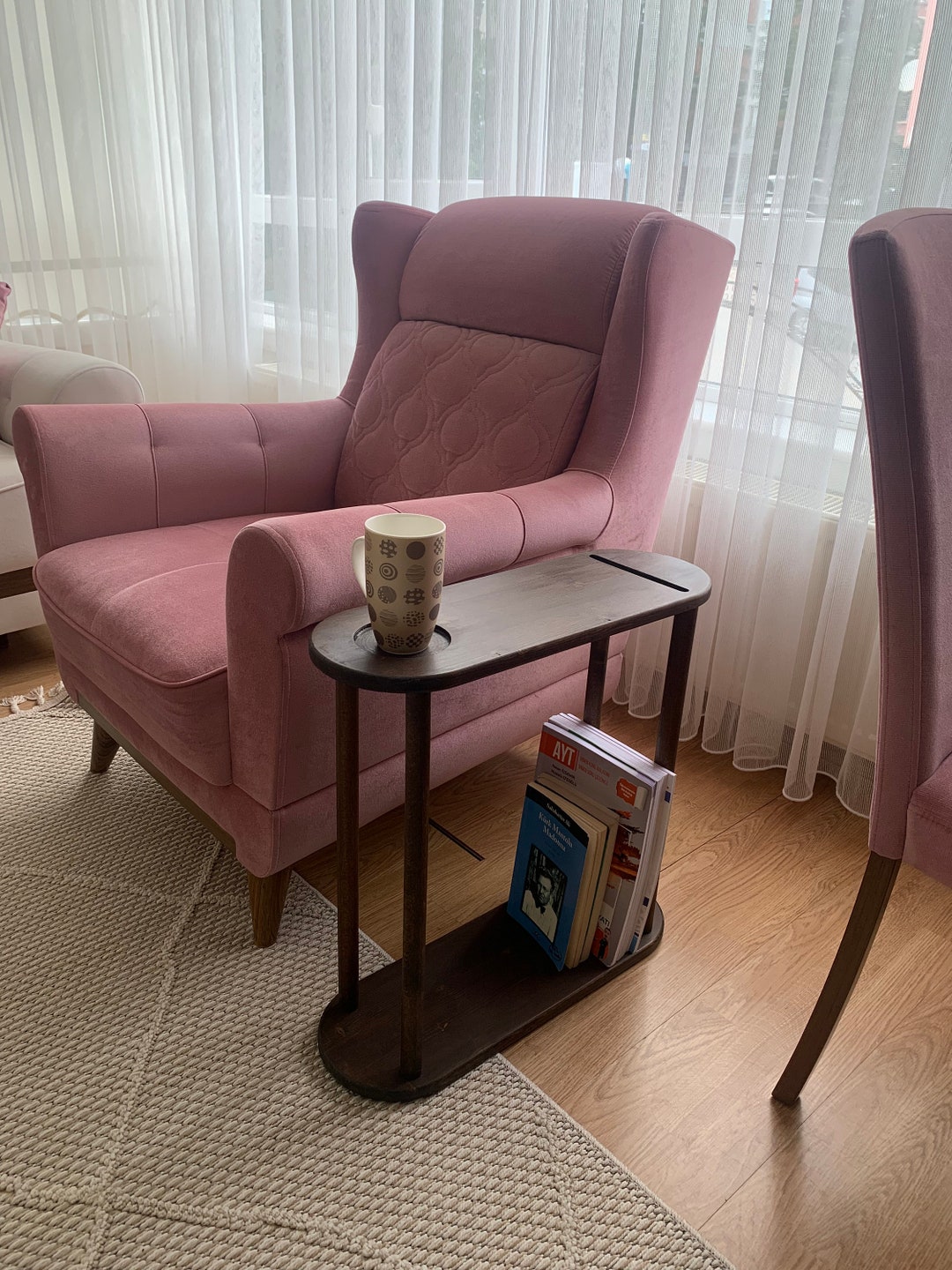 Narrow side table with storage solid wood side table for livingroom