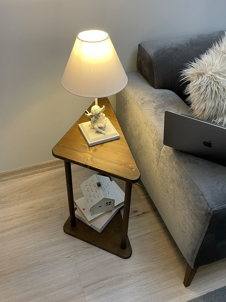 Triangle Side Table Narrow Side Table With Storage Solid Etsy