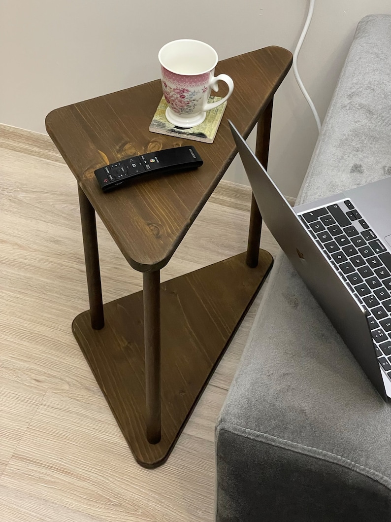 Triangle Side Table Narrow Side Table With Storage Solid Etsy