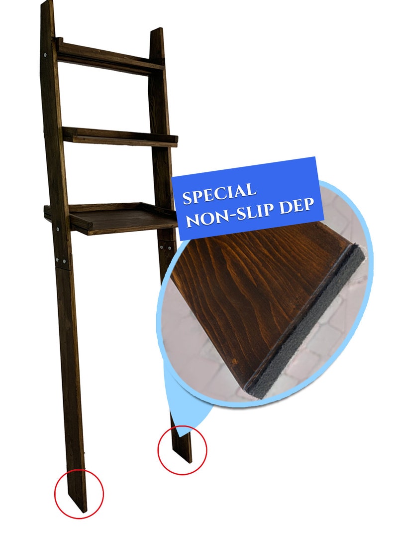 Walnut Over the Toilet Ladder Shelf Wood Shelf Bathroom Etsy