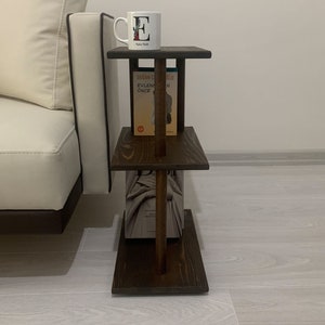 Narrow Side Table with storage, solid wood Side Table for livingroom, Slim End Table, bedroom side table, tall side Table, coffee Table image 7