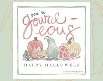 Gourdeous Halloween Bag Tag Printable | Pumpkins and Gourds Themed Printable | Halloween Download | Goodie Bag Tag Printable