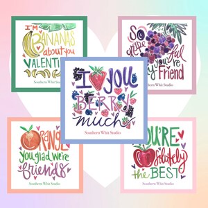 San Valentín imprimible / Punny Valentines / Tutti Frutti Valentines / Fruit Valentines / San Valentín digital