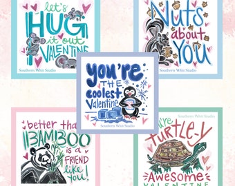 Punny Valentines | Adorable Animal Valentines | Digital Download | Valentine Printables