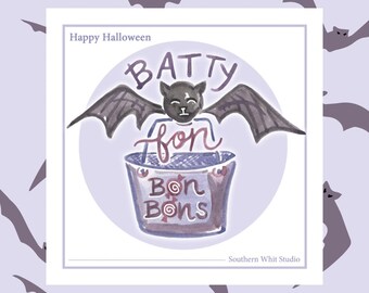 Batty for Bon Bons Halloween Bag Tag Printable | Goodie Bag Tag | Trick or Treat Bag Tag | Printable Tag | Digital Download