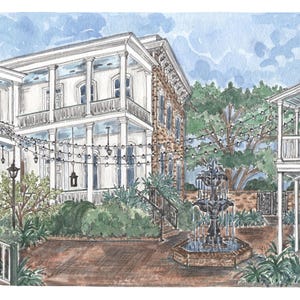 Custom Wedding Venue Portrait in Watercolor & Ink, Hand Painted | Wedding Venue | Wedding Gift | Original Art | Wedding Art