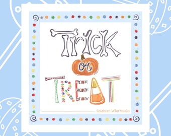 Trick or Treat Candies Halloween Tag Printable | Halloween Bag Tag Printable | Goodie Bag Tag | Halloween Download