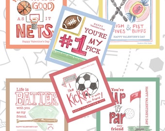 Punny Valentines | Sporty Valentines | Sports Valentines | Printable Valentines | Digital Download