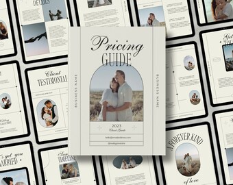 Guida ai prezzi per la fotografia di matrimonio moderna: modello di rivista Canva