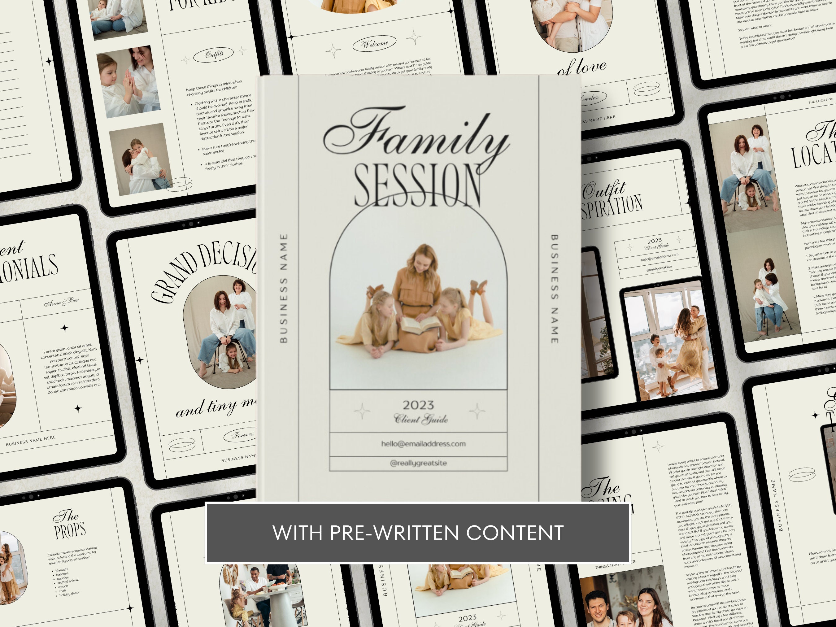 CANVA Modern Family Session Client Guide with Content, Pre-written Welcome Guide, Editable Photographer Guide with Copy, Magazine Template