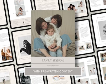 CANVA Modern Family Session Client Guide with Content, Pre-written Welcome Guide, Editable Photographer Guide with Copy, Magazine Template