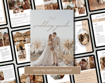 CANVA Boho Wedding Photography Client Guide with Content, Modern Pre-written Welcome Guide, Editable Elopement Magazine Template with Copy