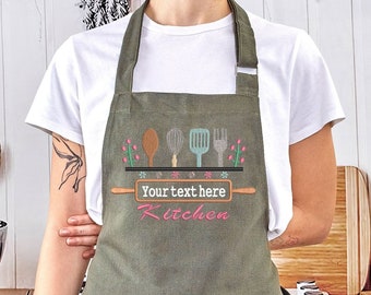 Embroidered Personalized Apron: Handmade Cotton Chef Apron