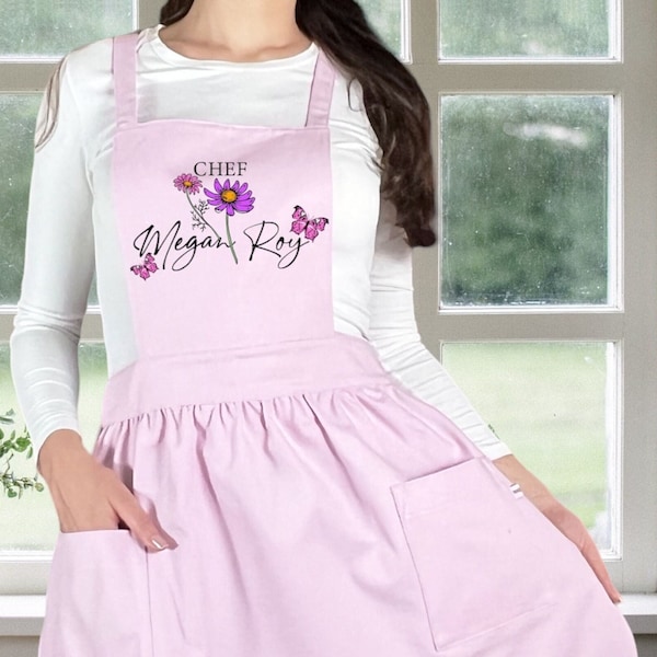 Personalized Ruffle Aprons for Women - Pinafore Aprons for Women and Childrens